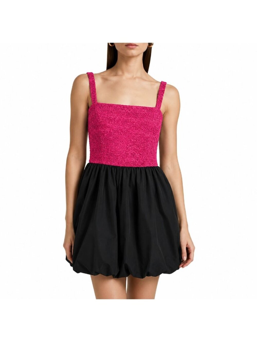 Amanda Uprichard Christine Tweed Bubble Mini Dress XS Pink Black NWT - Picture 2 of 6
